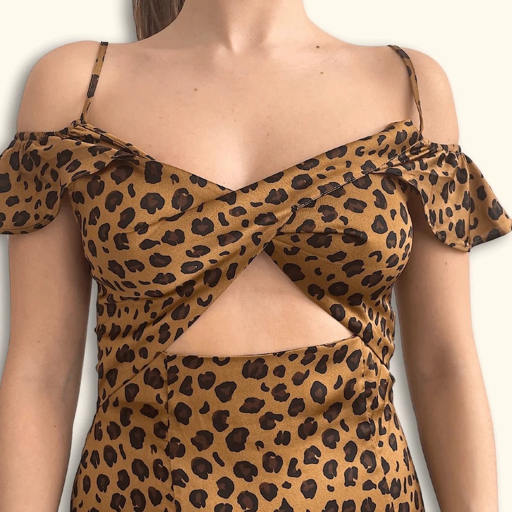 Never Fully Dressed Leopard Cutout Frilled Top